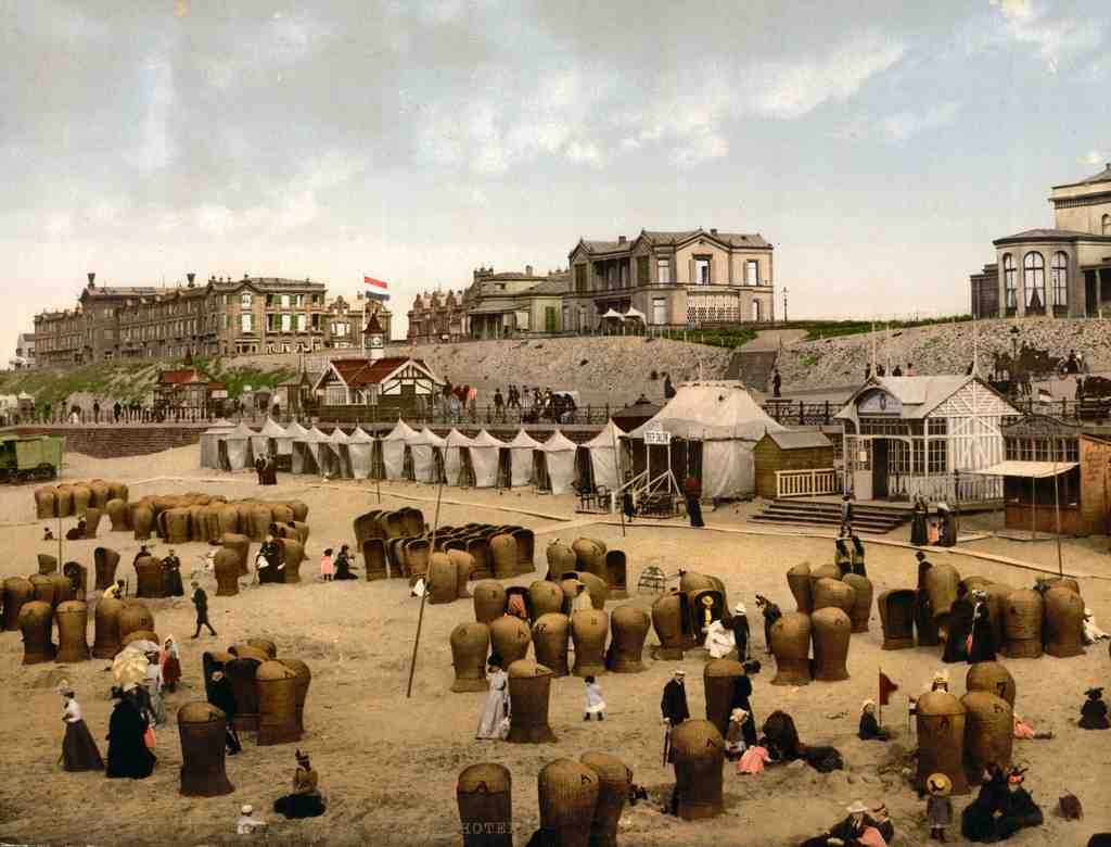 Beach And Hotels Scheveningen Holland Vintage A4 Photo Print