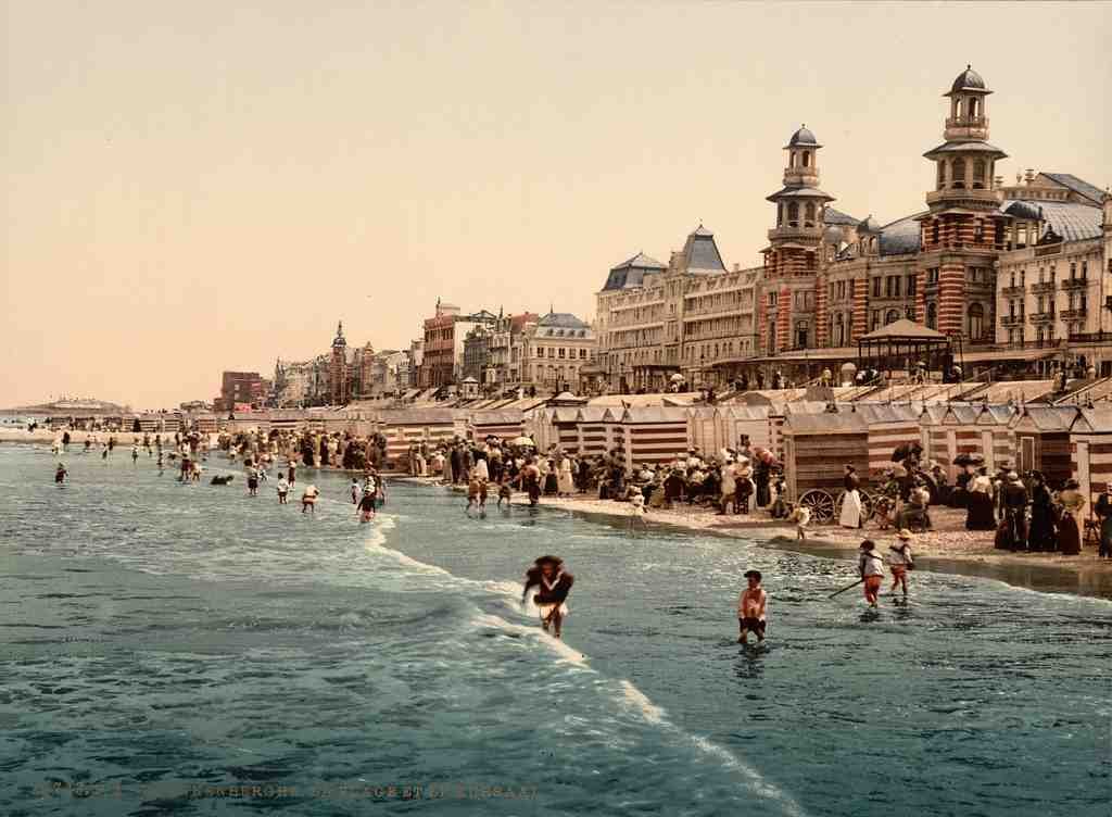 Beach And Kursaal Blankenberghe Belgium Vintage A4 Photo Print