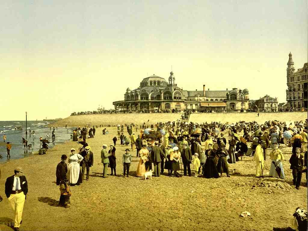 Beach And Kursaal Ostend Belgium Vintage A4 Photo Print