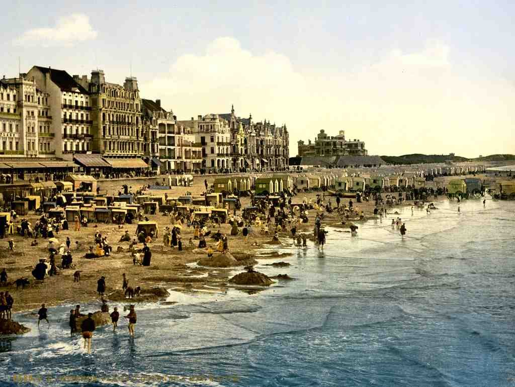 Beach At High Water Ostend Belgium Vintage A4 Photo Print