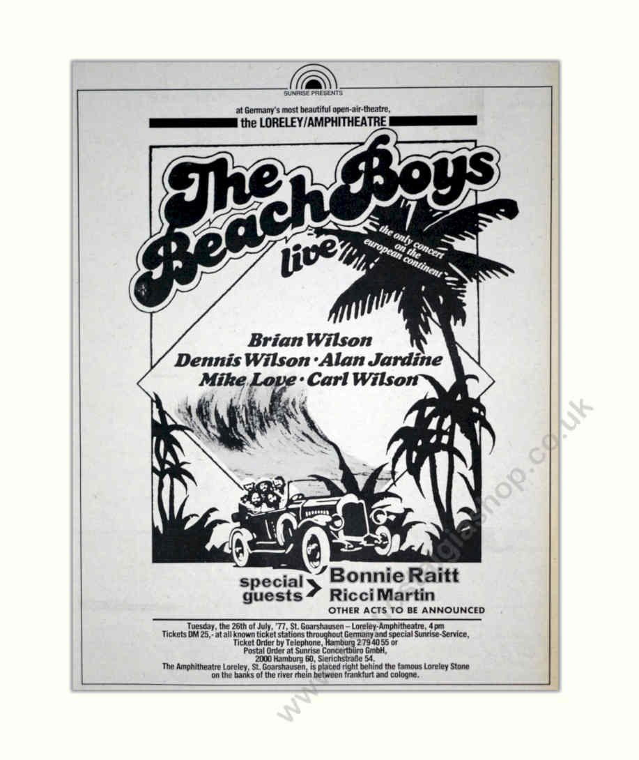 Beach Boys Concert Vintage Retro Advert Poster A4 Photo Print