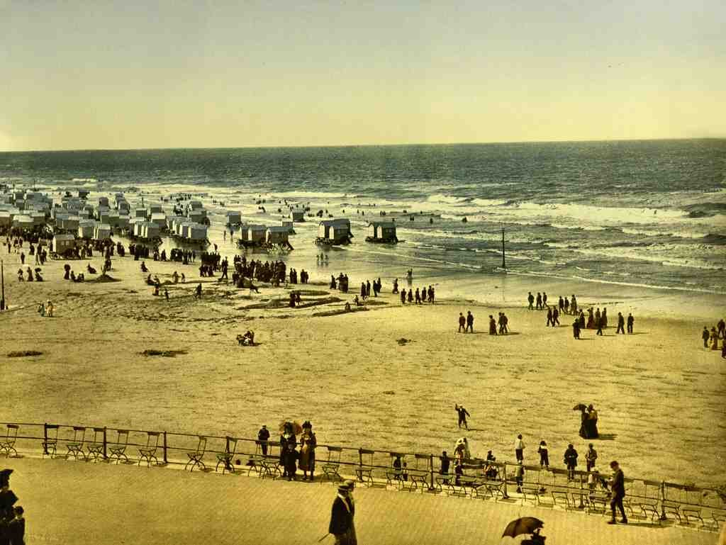 Beach From The Kursaal Ostend Belgium Vintage A4 Photo Print
