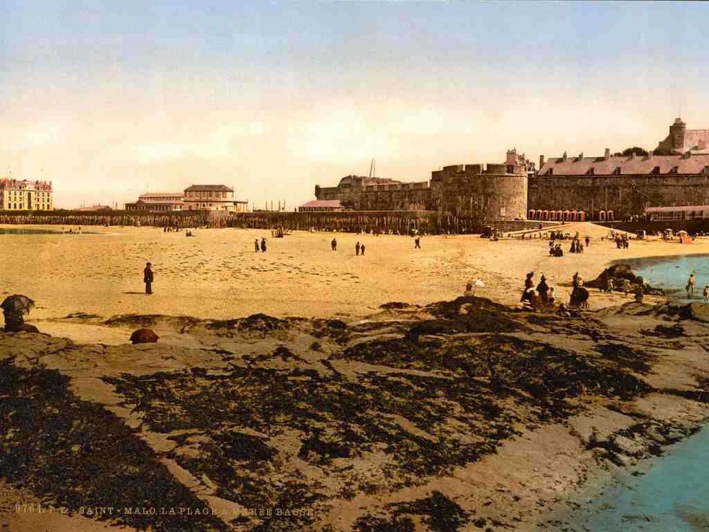 Beach Low Tide St Malo France Vintage A4 Photo Print