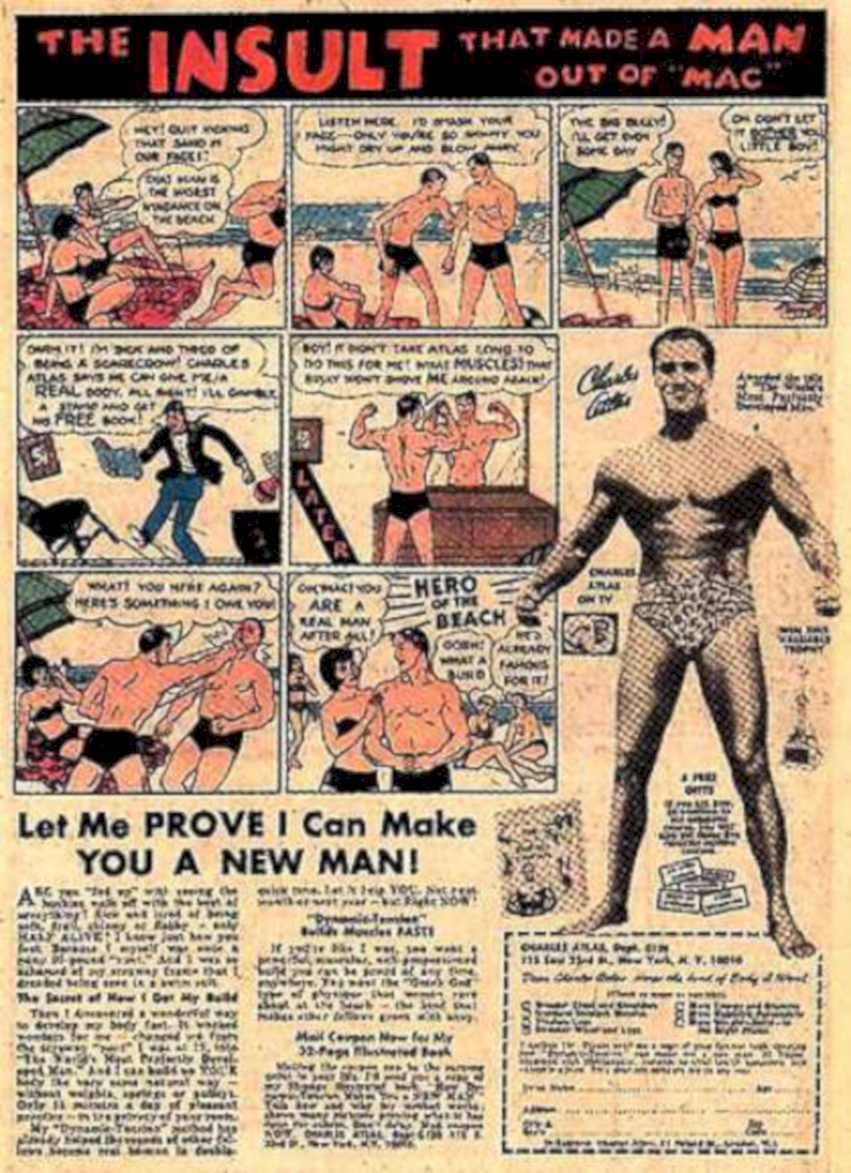Beach Man Comic Vintage Retro Advert Ads A4 Photo Print