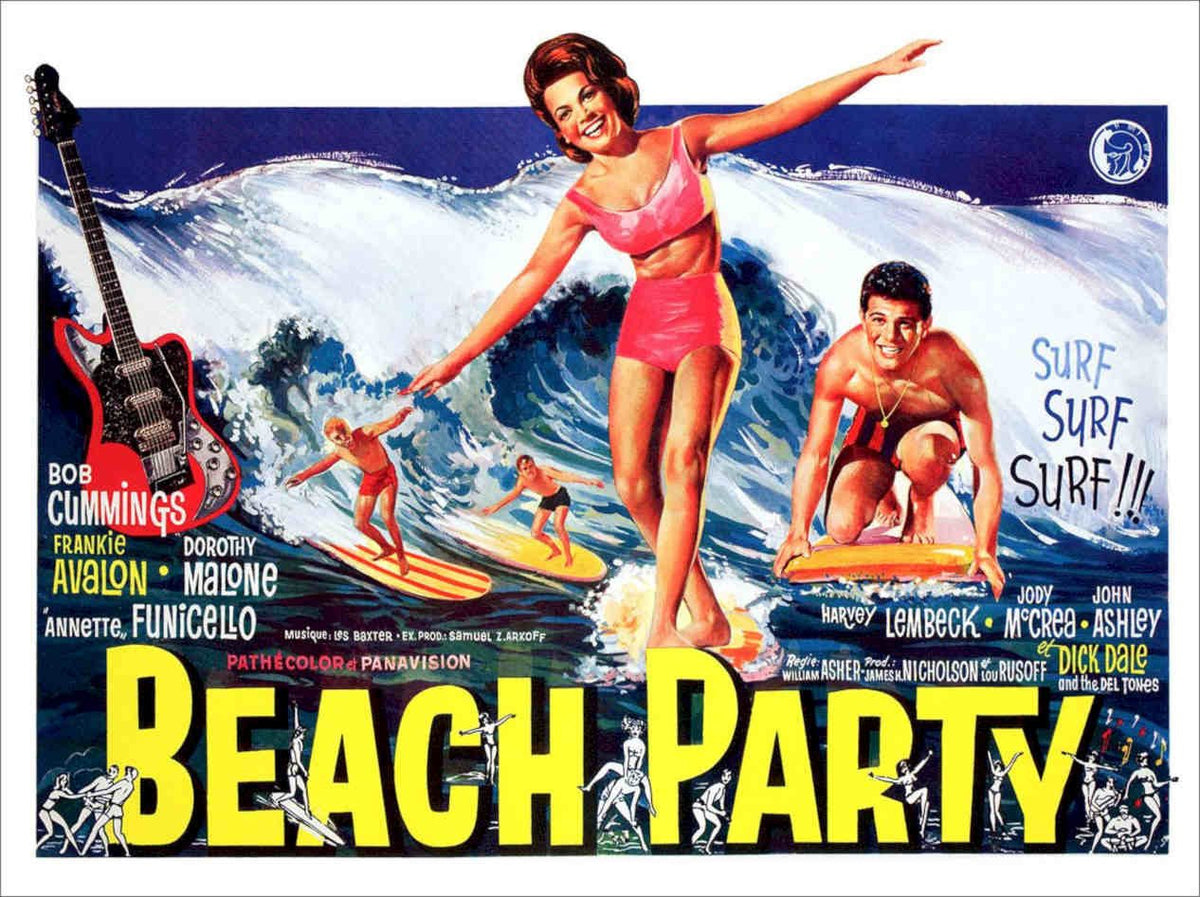 Beach Party Surfing Movie Poster 1960s Vintage Retro Advert Poster A4 Photo Pri