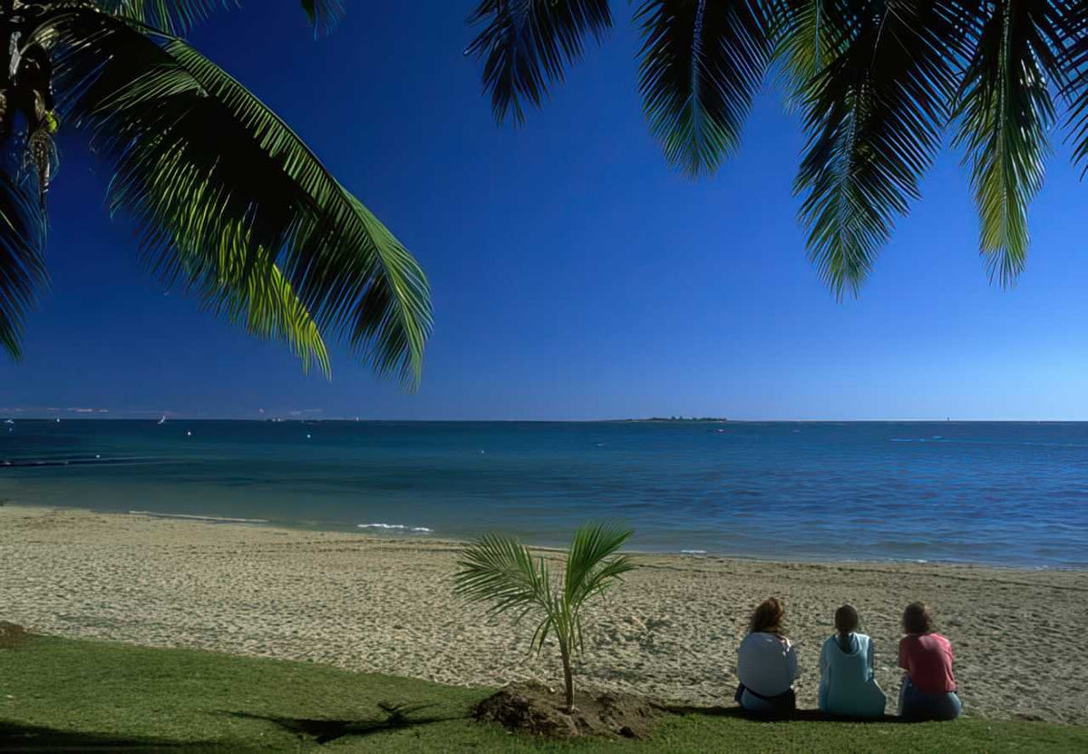 Beach People Boats A4 Photo Print