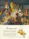 Beach Picnic Beer 1940s Vintage Retro Advert Poster