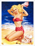 Beach Pin Up Vintage Retro Advert Poster A4 Photo Print