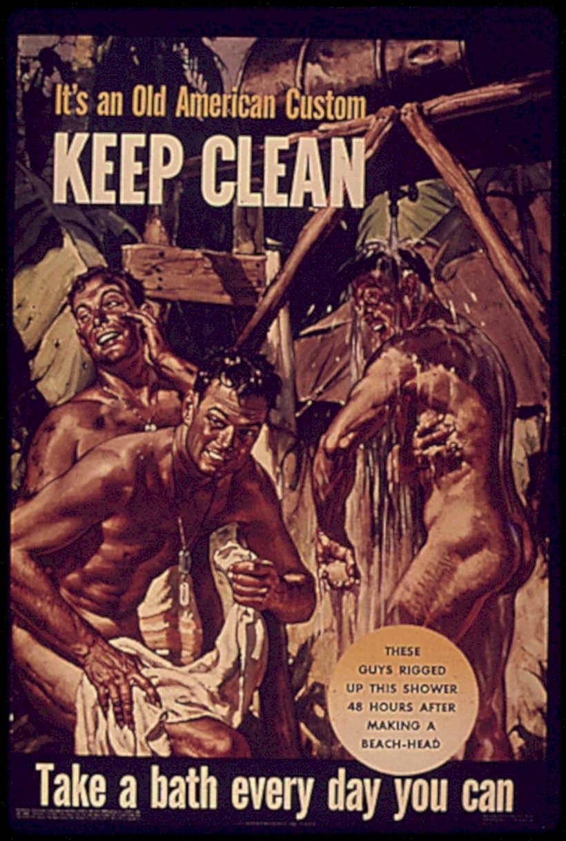Beach Shower Men Vintage Retro Advert Poster A4 Photo Print