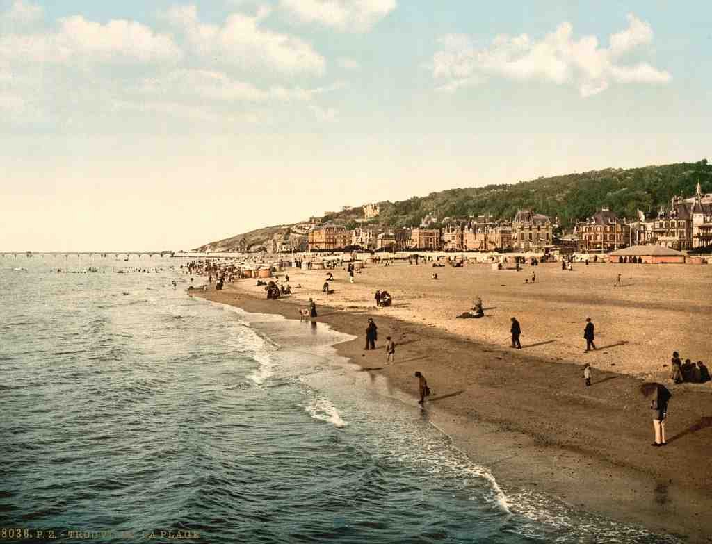 Beach Trouville France Vintage A4 Photo Print