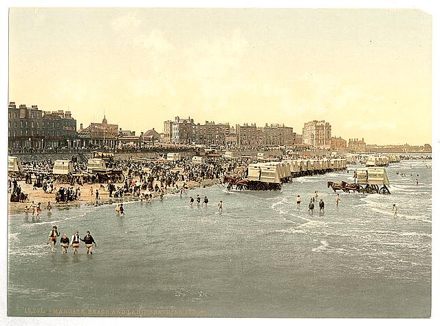 Beach and ladies bathing place Margate Vintage A4 Photo Print