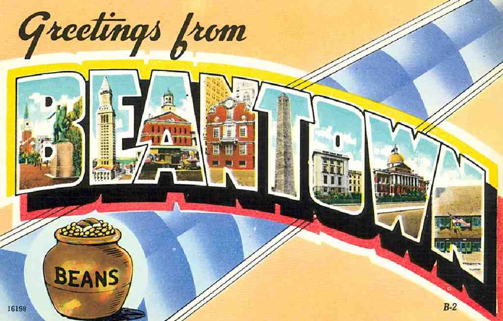 Beantown Luggage Label Vintage A4 Photo Print
