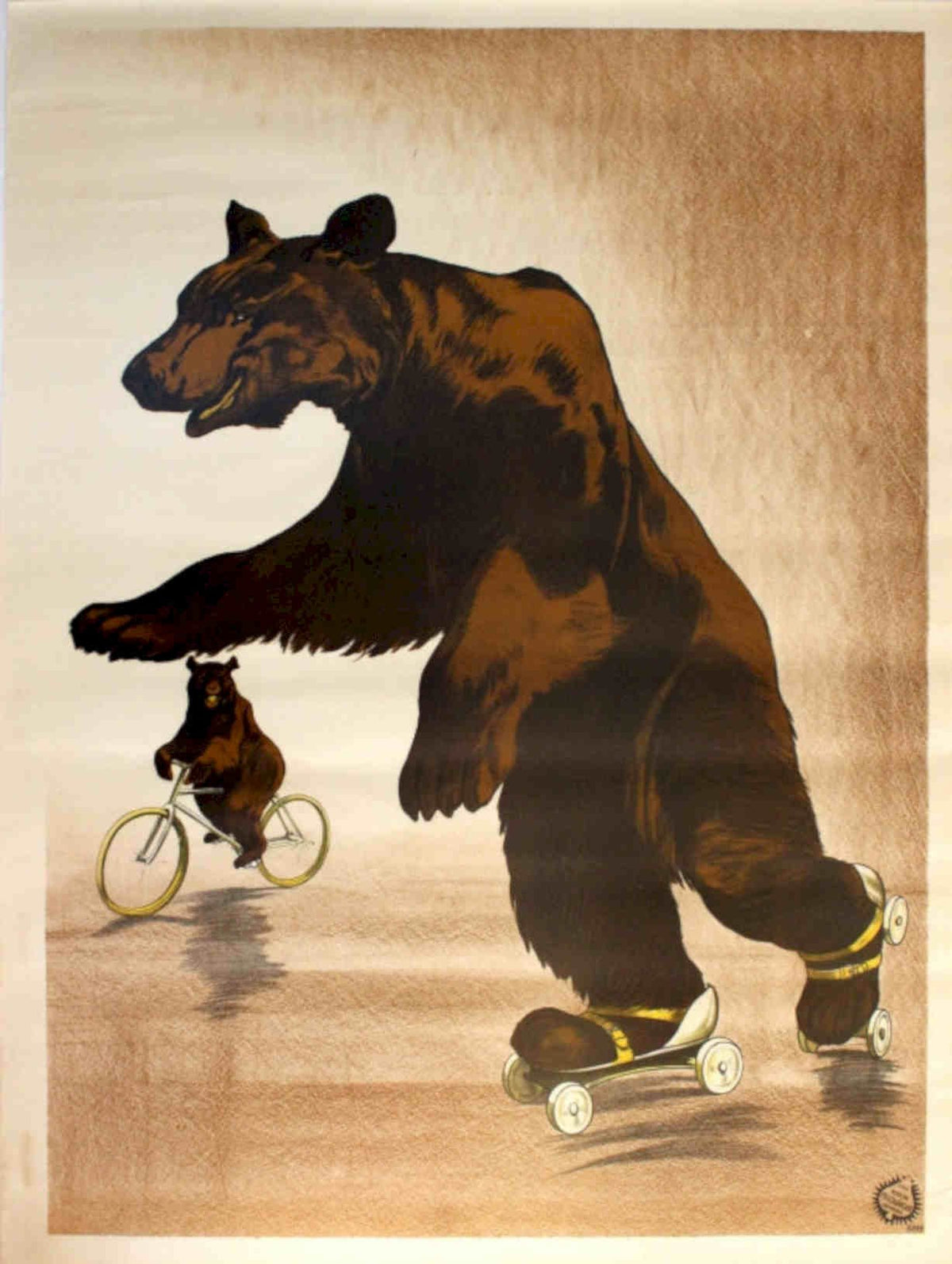 Bear Bicycle Skates Vintage Retro Advert Poster A4 Photo Print