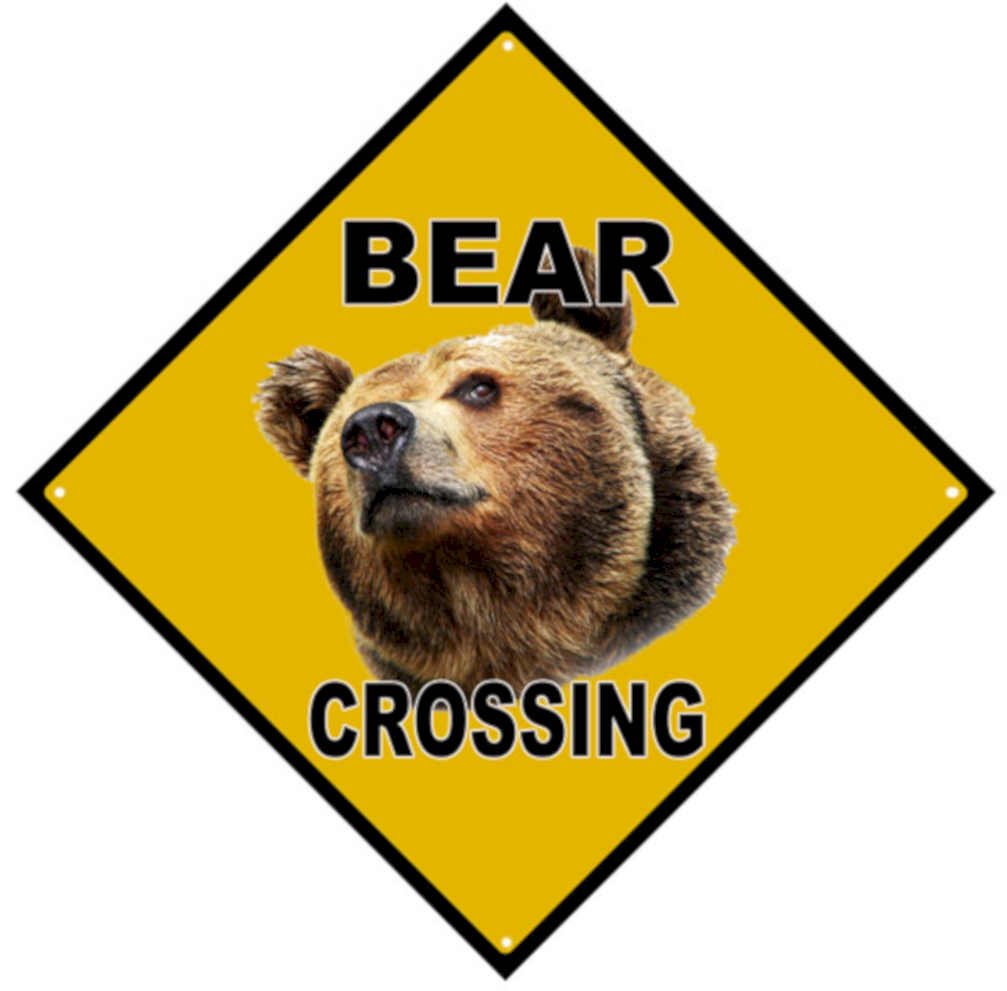 Bear Crossing Warning Vintage Retro Advert Ads A4 Photo Print