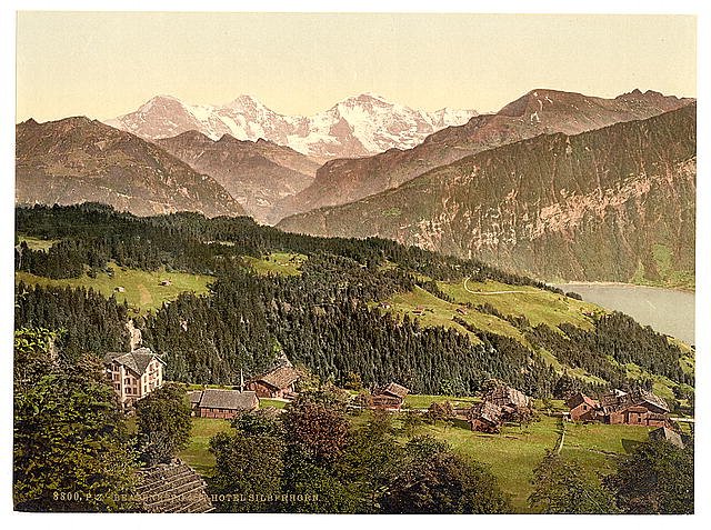 Beatenberg village and Hotel Silberhorn Bernese Oberland Vintage A4 Photo Print