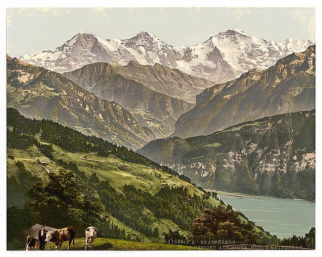 Beatenburg I Monch and Eiger Bernese Oberland Vintage A4 Photo Print