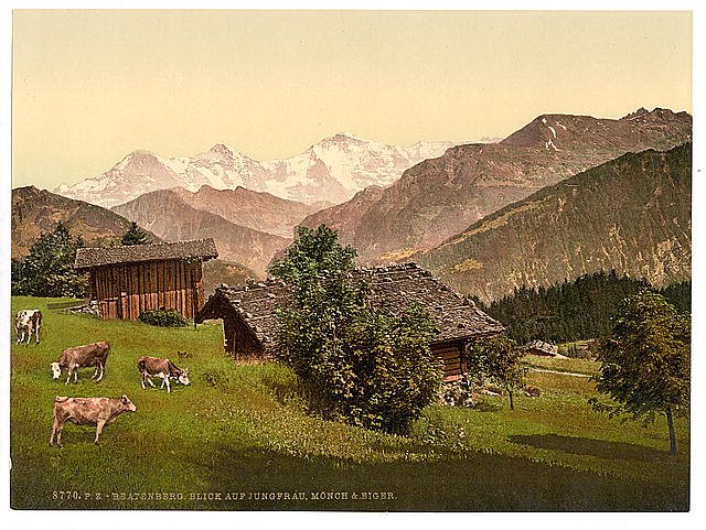Beatenburg II Monch and Eiger Bernese Oberland Vintage A4 Photo Print