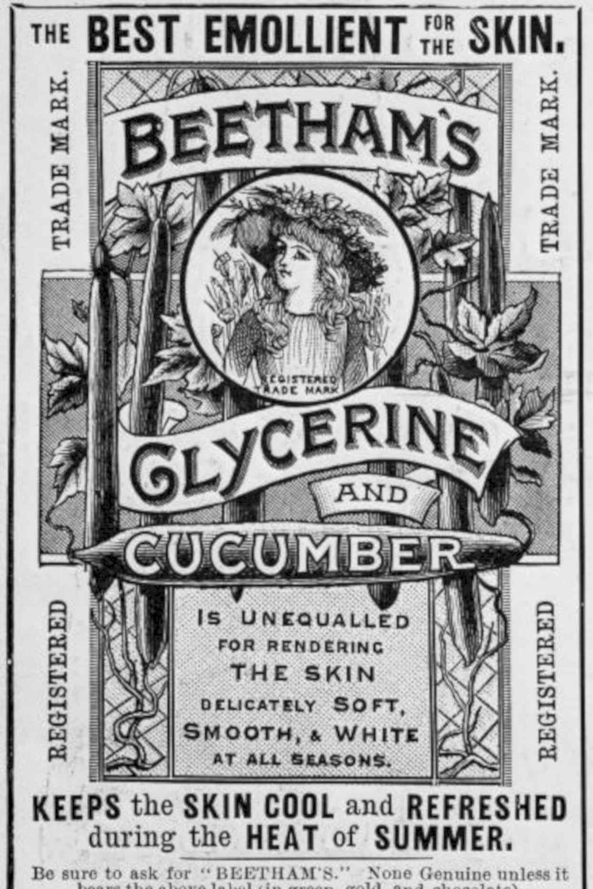 Beatham Glycerine Cucumber Vintage Retro Advert Poster A4 Photo Print