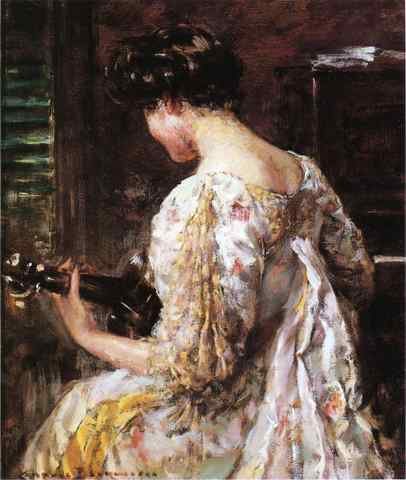 Beckwith James Carroll Woman with Guitar A4 Photo Print