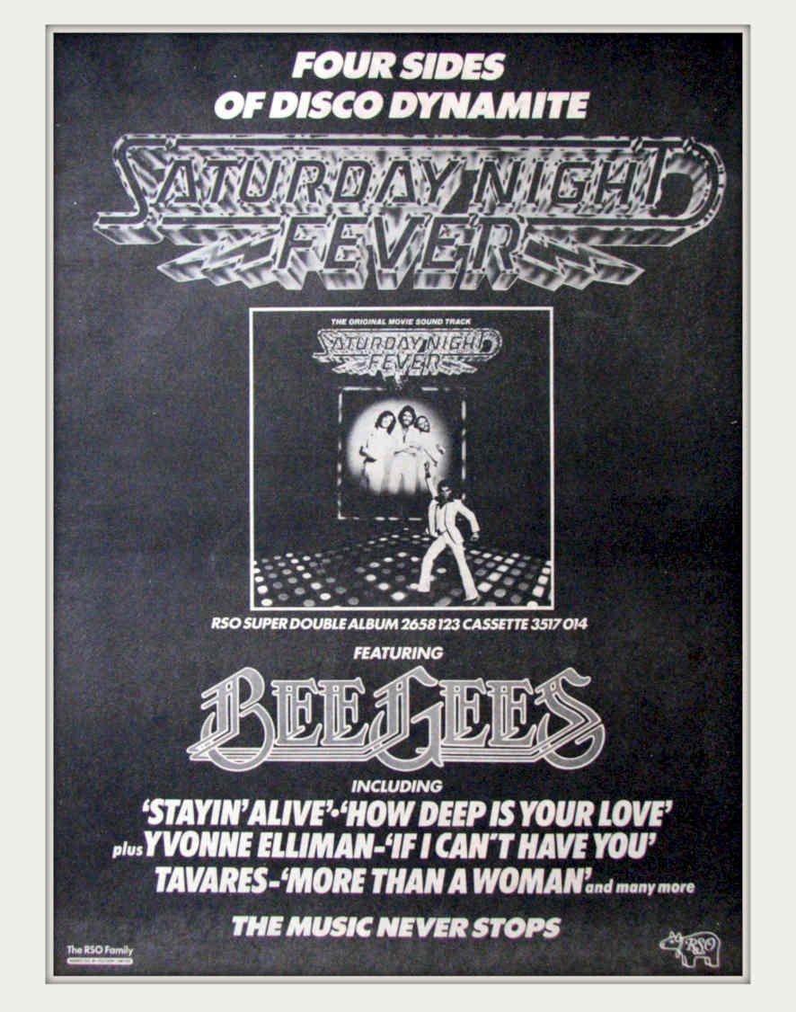 Bee Gees Saturday Vintage Retro Advert Poster A4 Photo Print