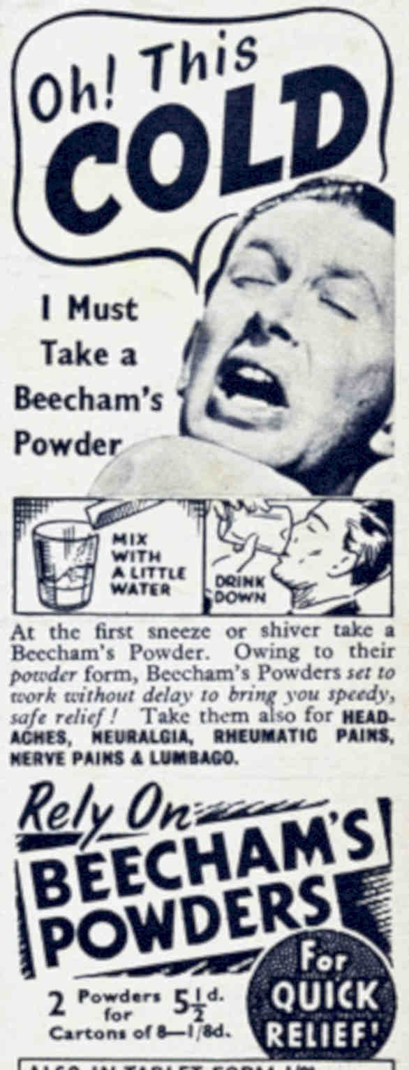 Beecham Powders Cold Vintage Retro Advert Poster A4 Photo Print