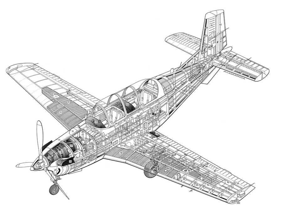 Beechcraft T 34 Mentor cutaway A4 Photo Print