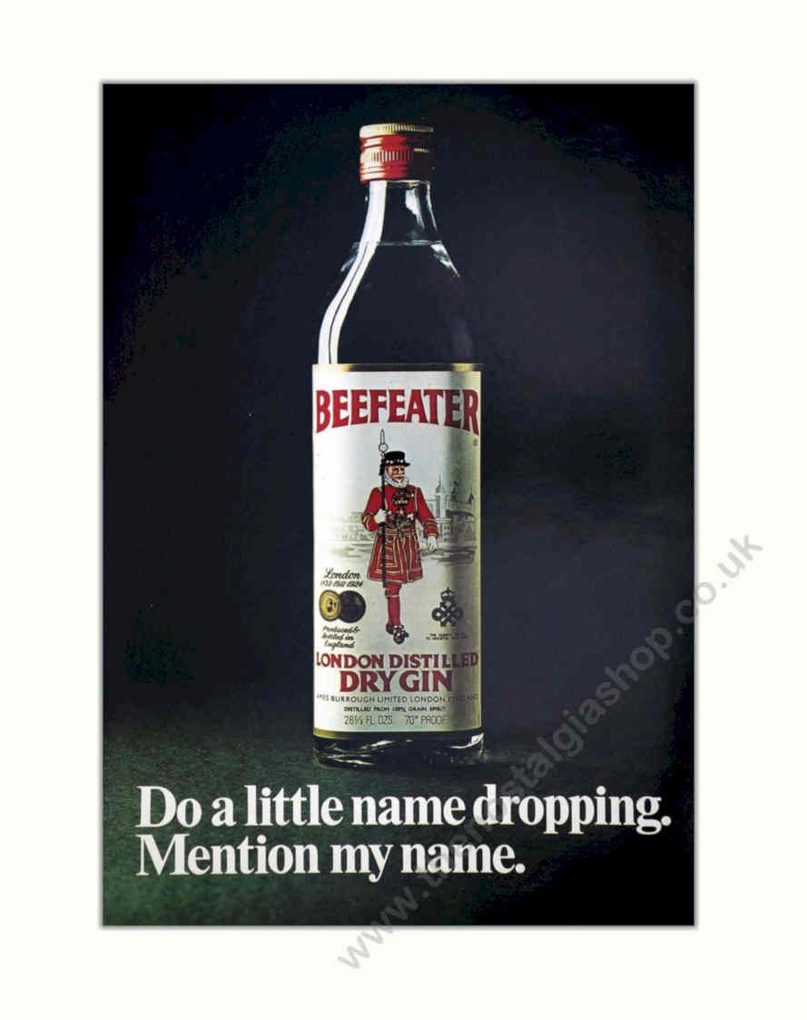 Beefeater Gin Bottle 1 Vintage Retro Advert Poster A4 Photo Print