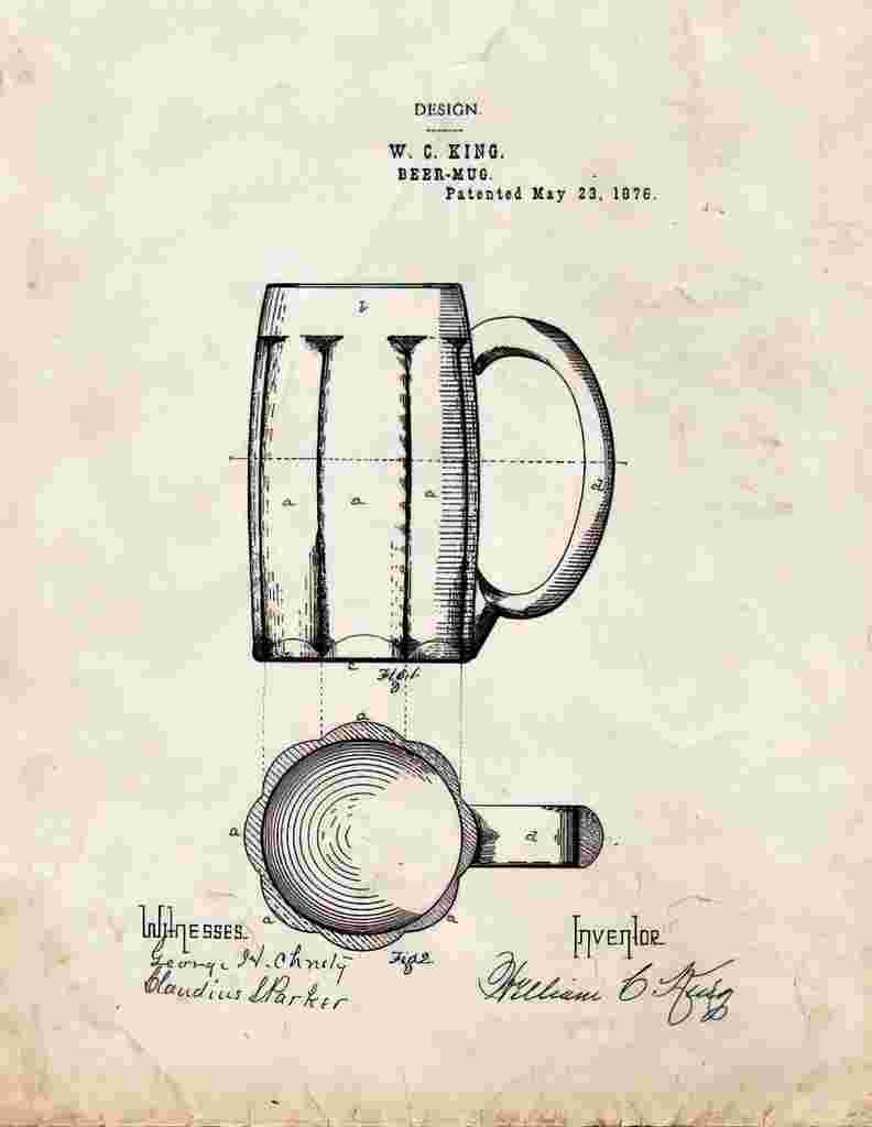 Beer Keg Patent Print 1876 A4 Photo Print