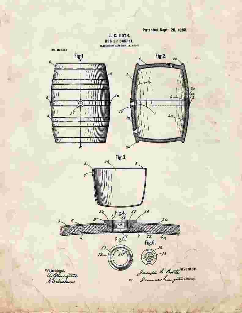Beer Keg Patent Print 1898 A4 Photo Print