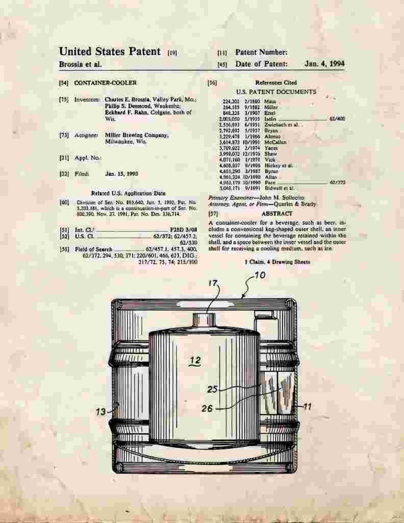 Beer Keg Patent Print 1993 A4 Photo Print