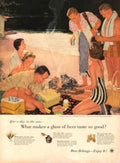 Beer Picnic Beach 1950s Vintage Retro Advert Poster