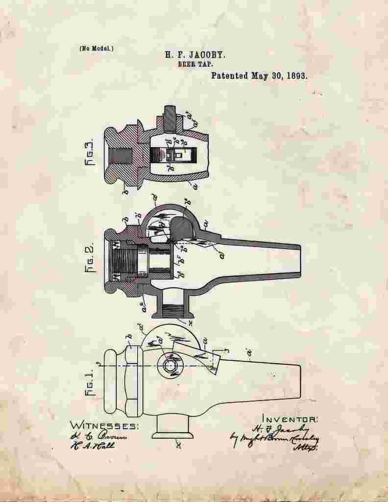 Beer Tap Patent Print 1893 A4 Photo Print