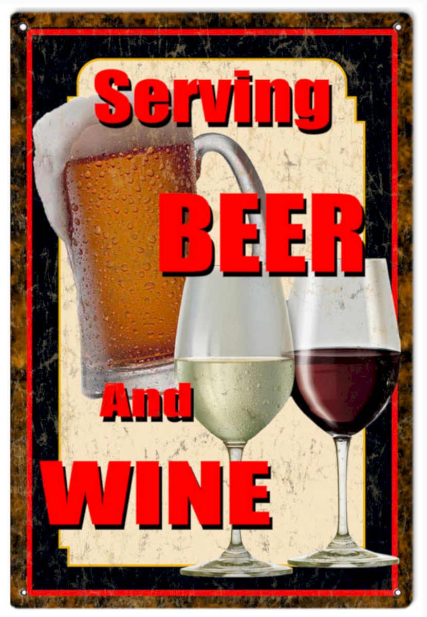 Beer Wine Sign Vintage Retro Advert Ads A4 Photo Print