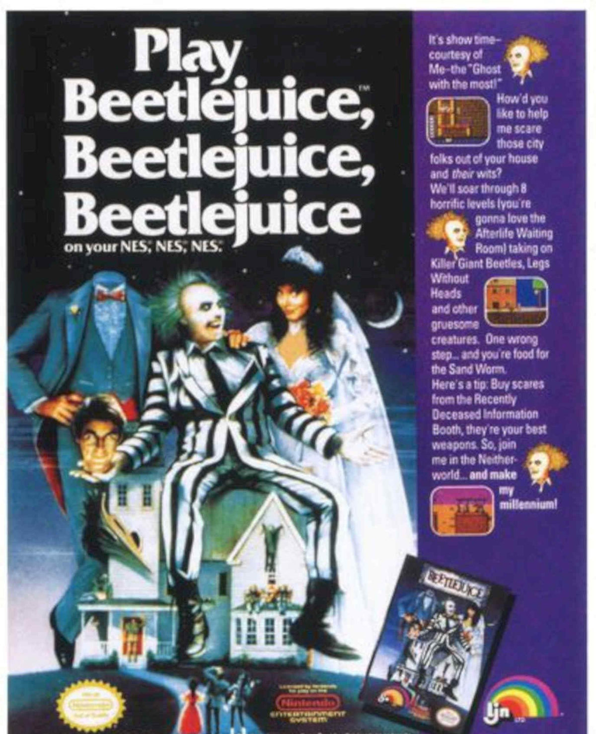 Beetlejuice Nes Game Vintage Retro Advert Poster A4 Photo Print