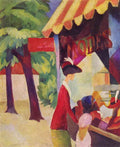 Before Hutladen Woman With A Red Jacket And Child Macke A4 Photo Print