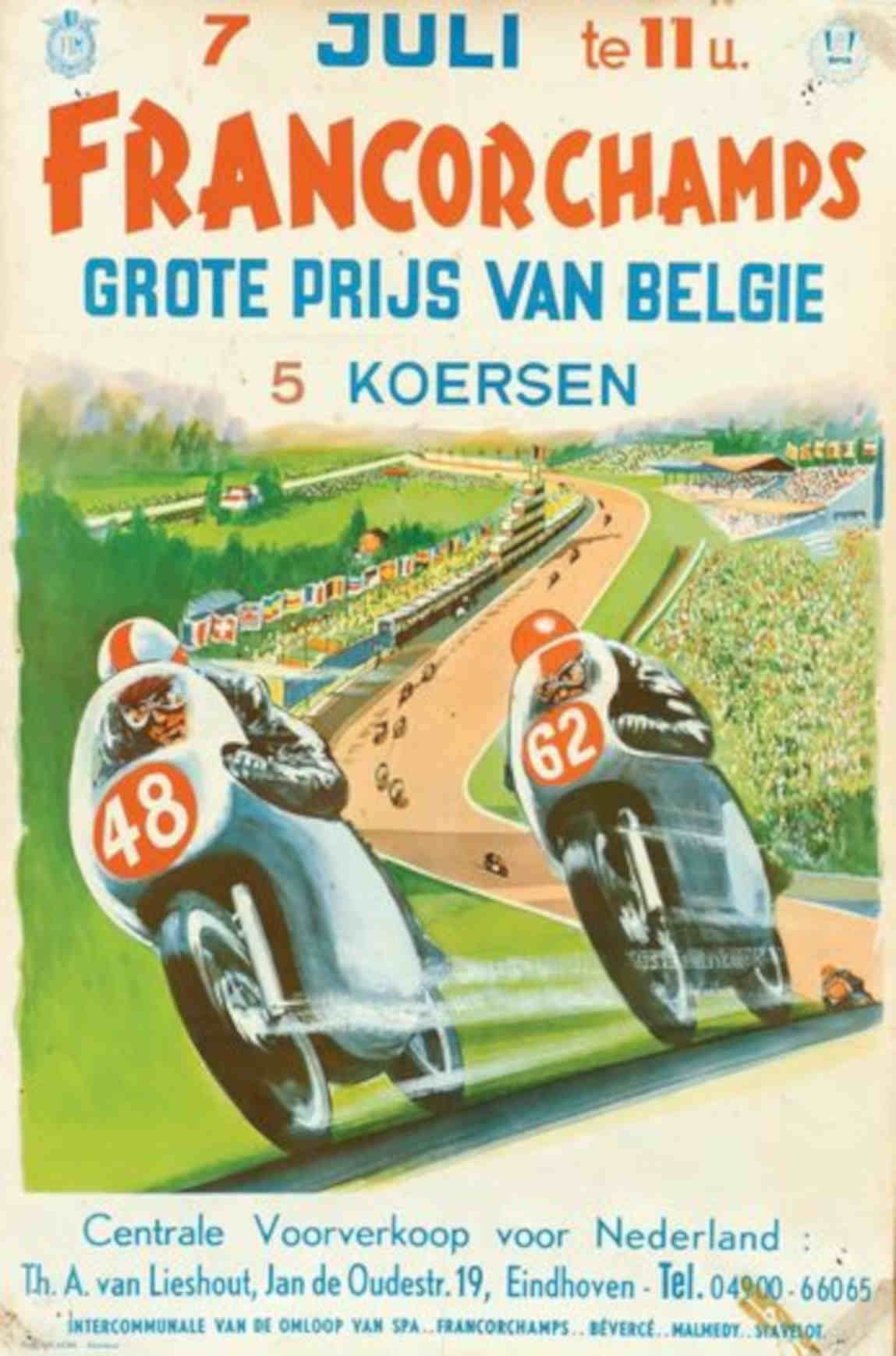 Belgium Grand Prix Vintage Retro Advert Poster A4 Photo Print