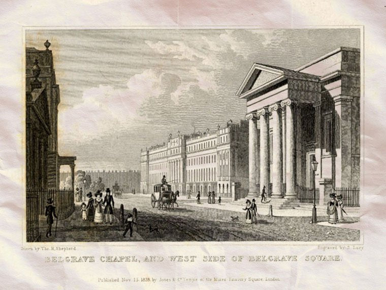 Belgrave Chapel London England Shepherd 1827 Vintage A4 Photo Print