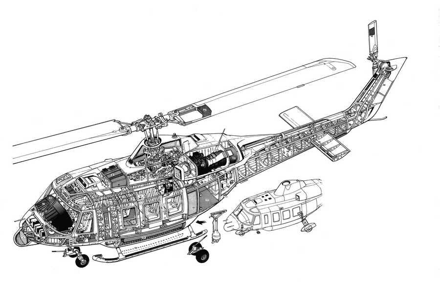 Bell 214ST cutaway A4 Photo Print