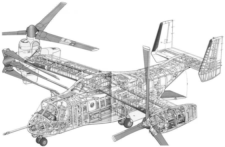 Bell Boeing V22 Osprey cutaway A4 Photo Print