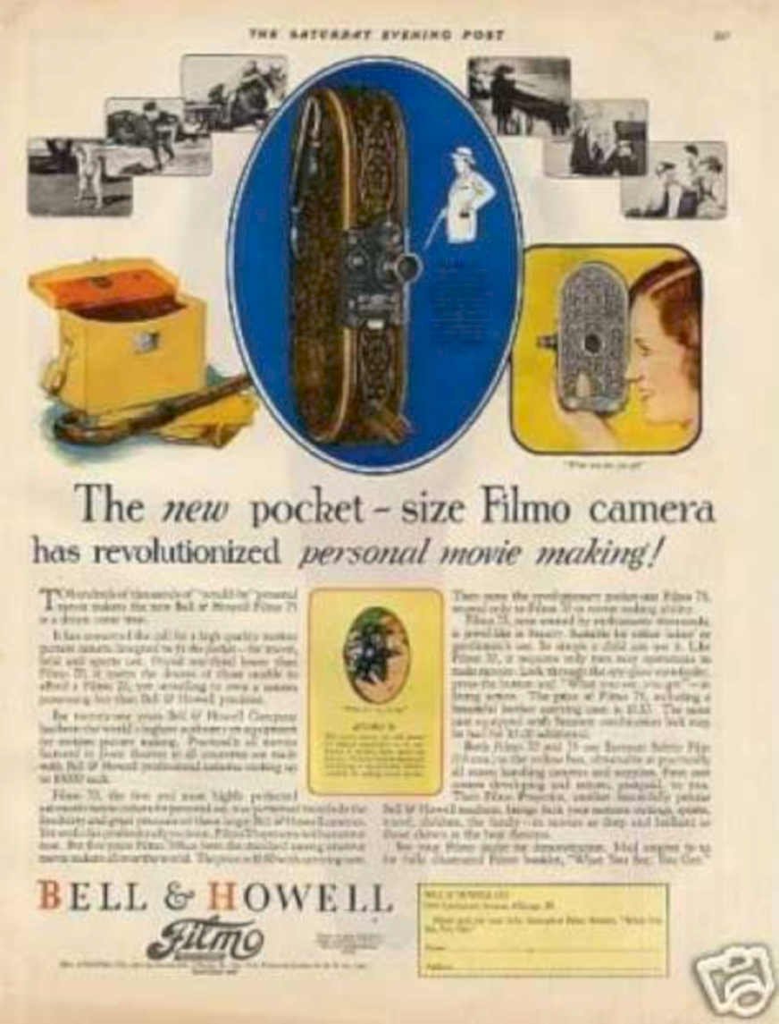 Bell Filmo Camera Vintage Retro Advert Ads A4 Photo Print