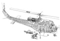 Bell UH 1 Iroquois cutaway A4 Photo Print