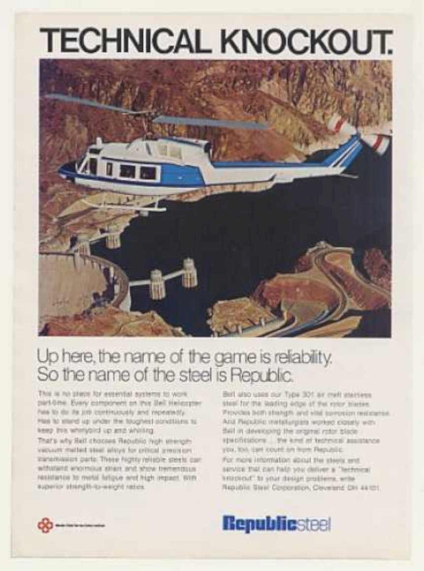 Bell Uh1 Knockout Vintage Retro Advert Ads A4 Photo Print