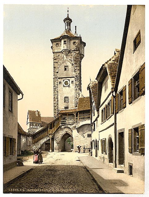 Bell tower Rothenburg Bavaria Vintage A4 Photo Print