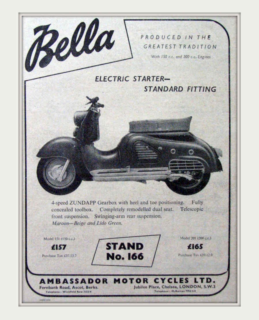 Bella Scooter 166 Vintage Retro Advert Poster A4 Photo Print