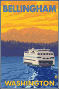 Bellingham Ferry Sunset Vintage Retro Advert Ads A4 Photo Print