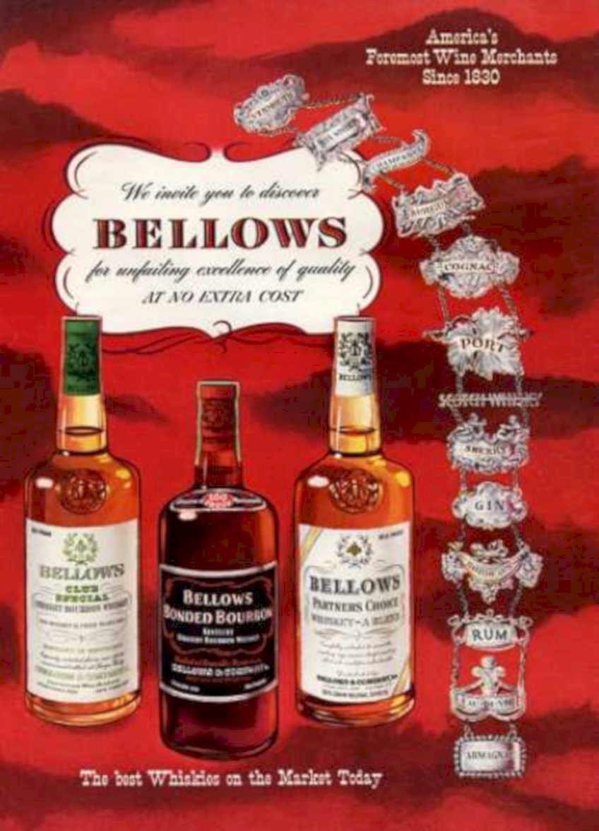 Bellows Whiskey Bottles Vintage Retro Advert Ads A4 Photo Print