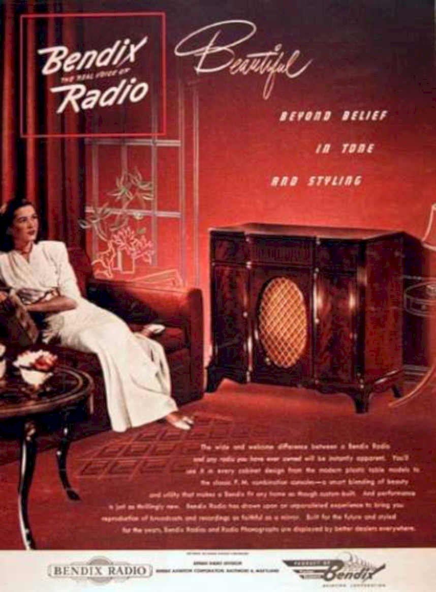 Bendix Radio 1940s Vintage Retro Advert Ads A4 Photo Print
