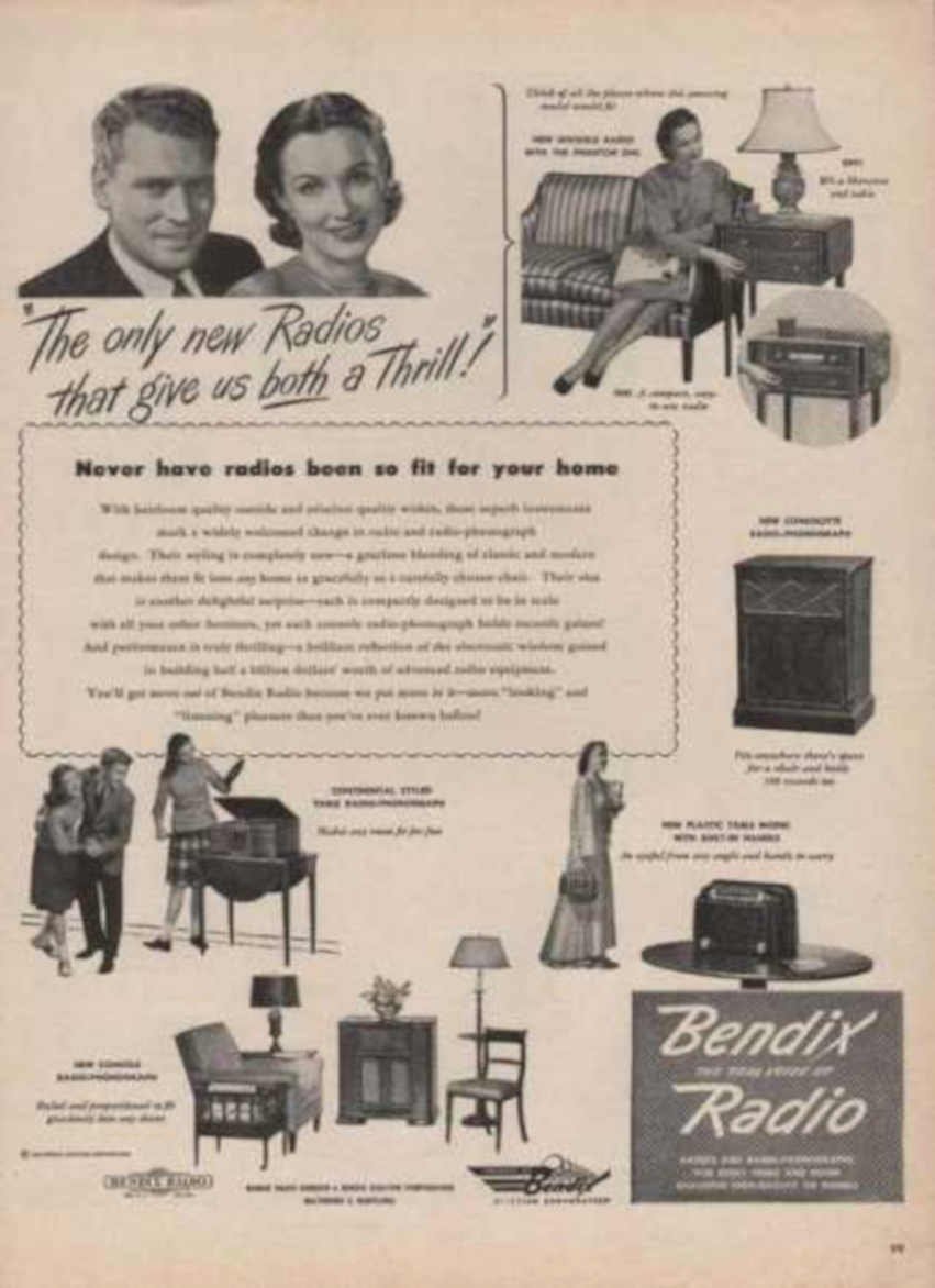 Bendix Radio 1950s Vintage Retro Advert Ads A4 Photo Print
