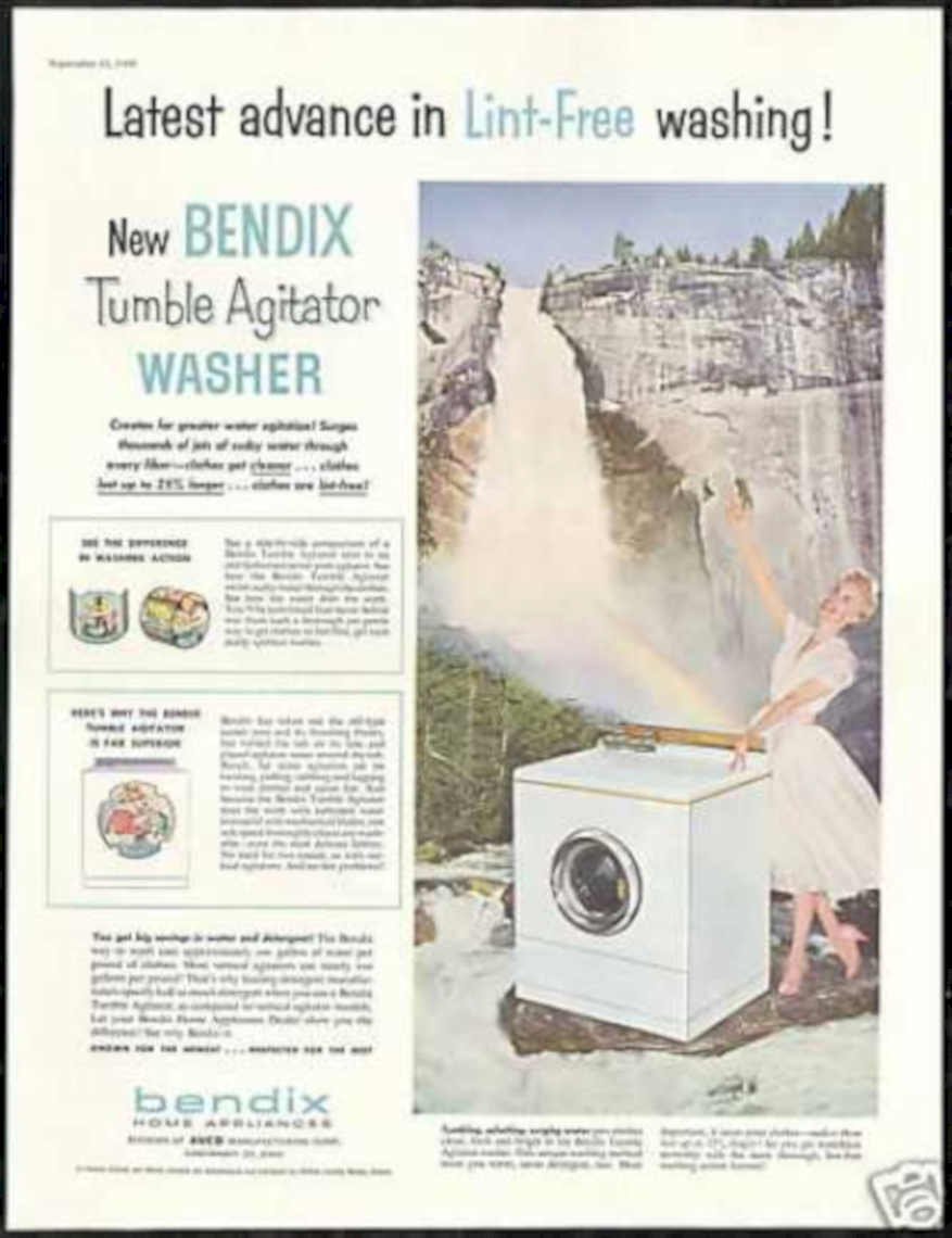 Bendix Waterfall Washer Vintage Retro Advert Ads A4 Photo Print