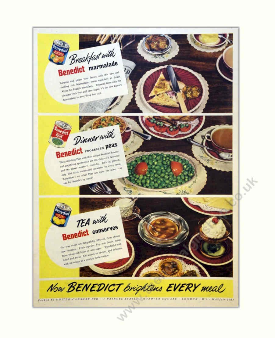 Benedict Breakfast Peas Vintage Retro Advert Poster A4 Photo Print